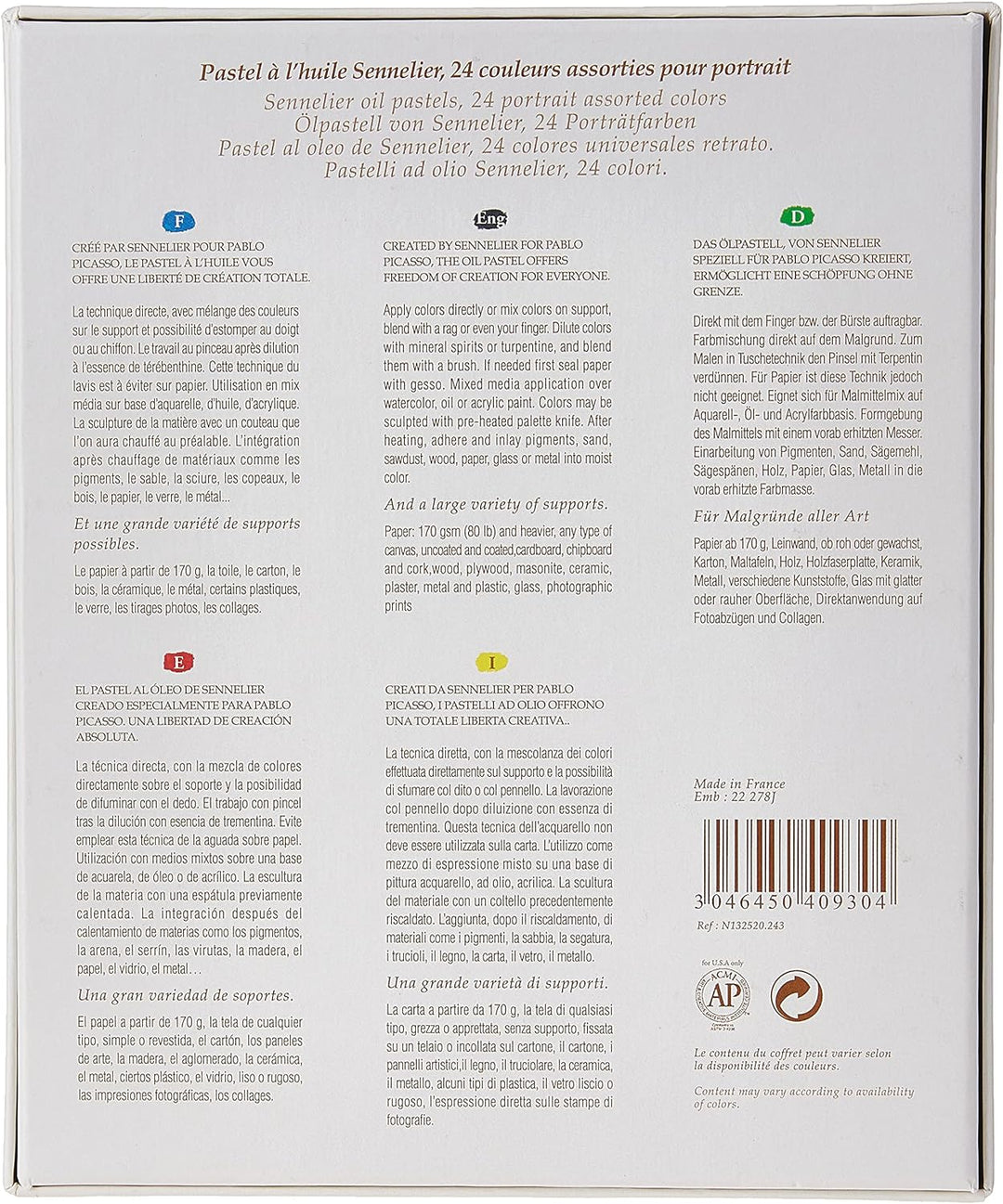 SENNELIER Kartonöl Pastell Set, 24 Stück, Hochformat 24 stück (1er Pack) Porträt, 24 stück (1er Pack