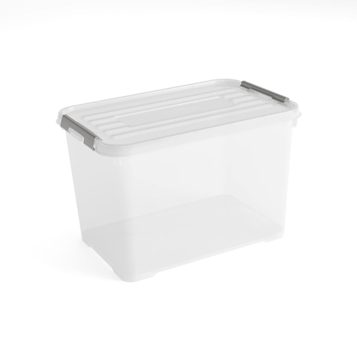 Allibert "praktischer Plus Aufbewahrungsbox mit Deckel, transparent/Silber, 65 Liter