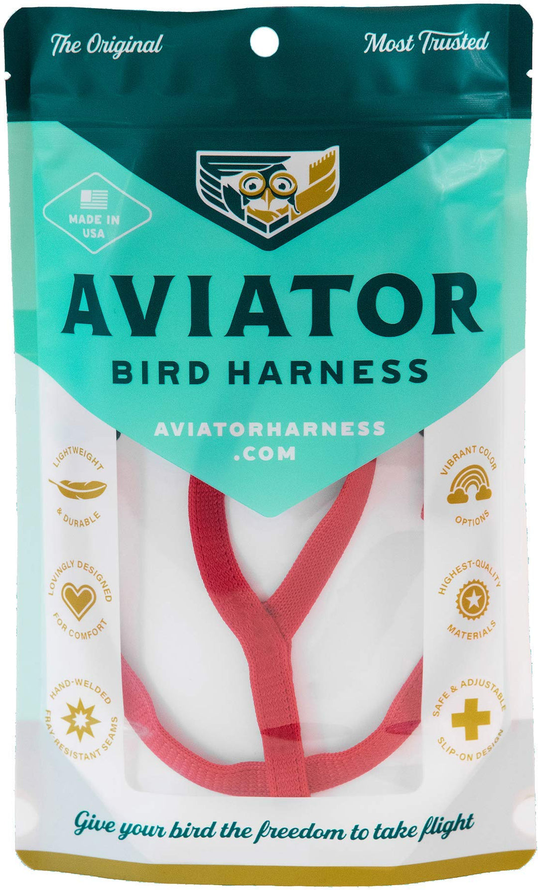 Das Aviator Vogel Geschirr &amp; Lein – Made in America XS Rotes, XS Rotes