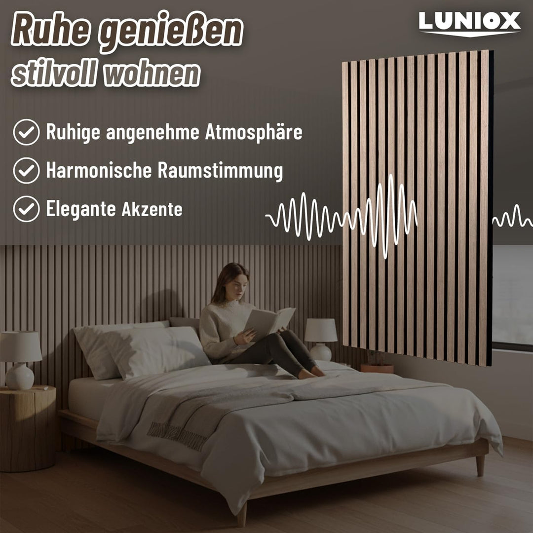 4X Akustikpaneele Walnuss 119x59,5x2,1cm, Wandpaneele, Schallabsorber, Wandverkleidung, Schallschutz