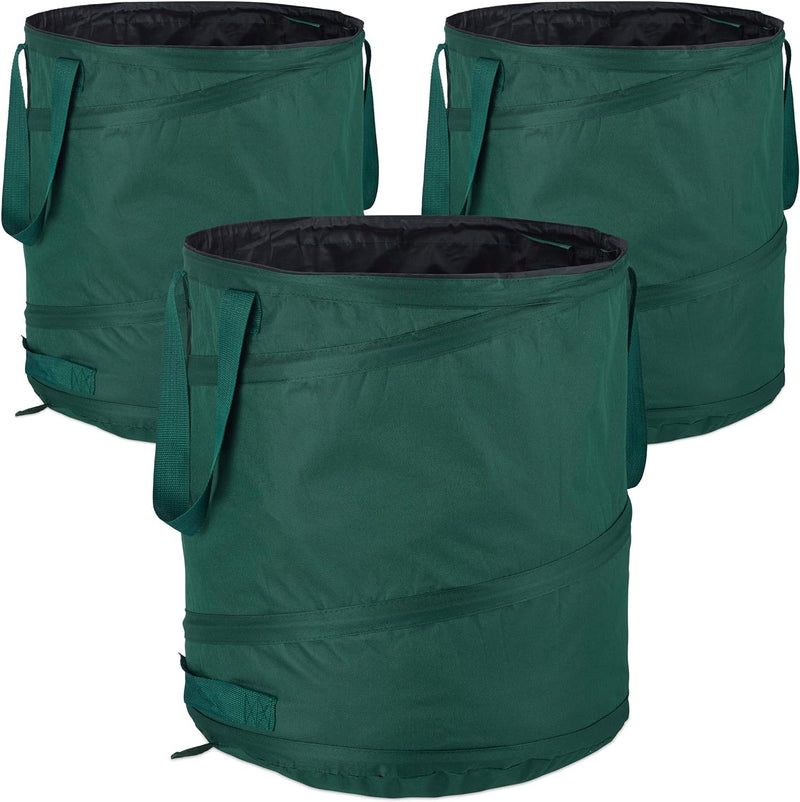 Relaxdays Laubsack selbstaufstellend, 3er-Set, Gartenabfallsack Pop-Up, 85L, Gartensack selbststehen