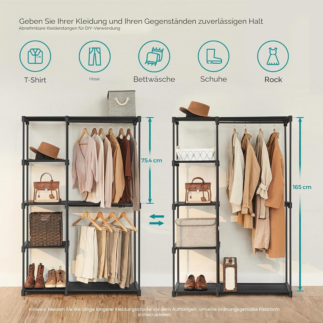 SONGMICS Kleiderschrank, Kleiderständer, Freistehende Garderobe, faltbar, Kleiderständer mit Kleider