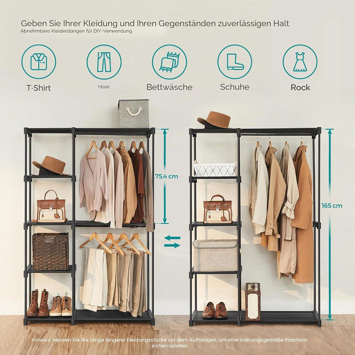 SONGMICS Kleiderschrank, Kleiderständer, Freistehende Garderobe, faltbar, Kleiderständer mit Kleider