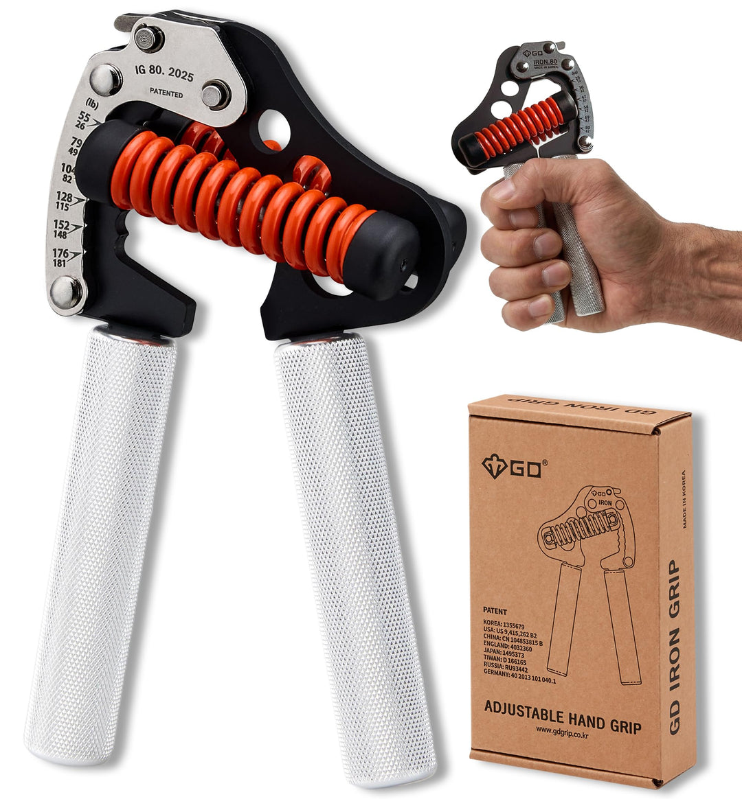 GD Iron Grip Handgriff-Stärker (verstellbare Handgriffe für Krafttraining) Handgelenk- und Unterarm-