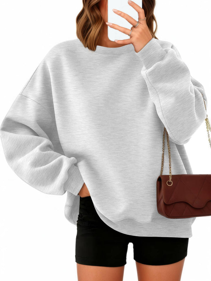 Timuspo Pullover Damen Oversize Langarm Fleece Rundhalsausschnitt Sweatshirt Herbst Winter Frauen Mä