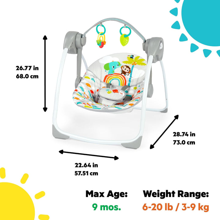 Bright Starts Playful Paradise Tragbare kompakte automatische Babyschaukel mit Musik, Unisex, Neugeb