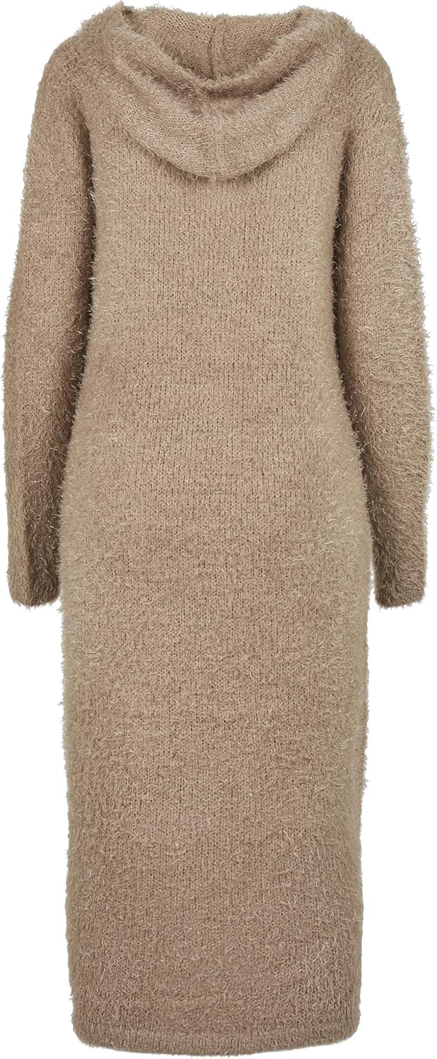 Urban Classics Damen Strickjacke Ladies Hooded Feather Cardigan, knielange Jacke für Frauen in 5 Far