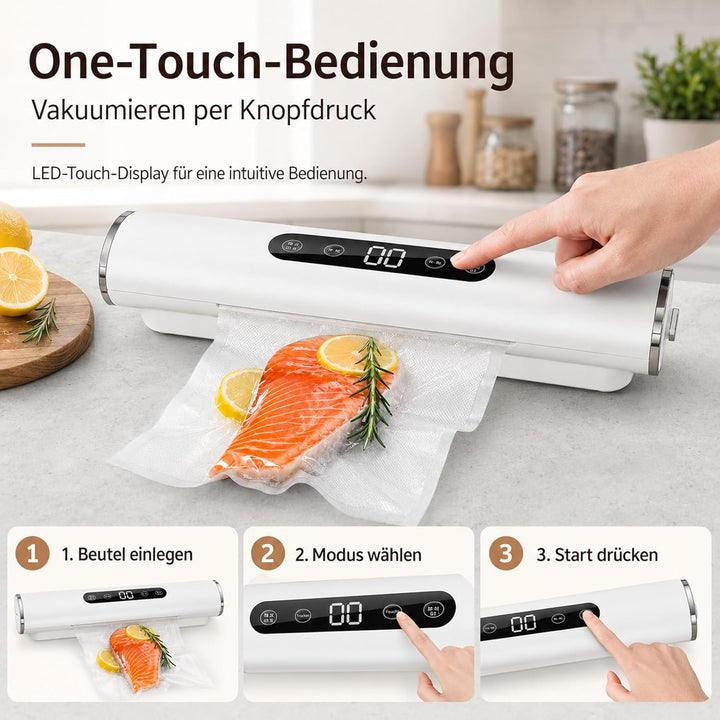 Vakuumiergerät für Lebensmittel mit 20 Beutel, 62KPA Vakuumierer Folienschweissgerät Vollautomatisch