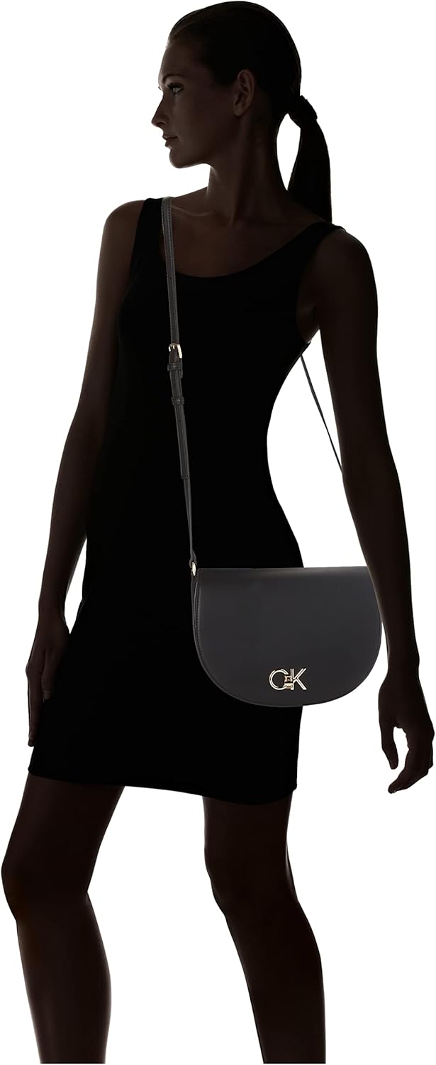 Calvin Klein Damen Re-Lock Satteltasche Tasche, Ck Schwarz