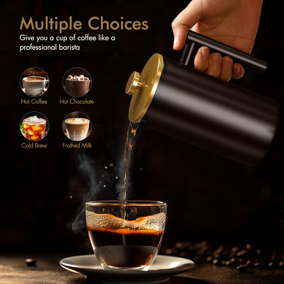 Enfmay French Press Kaffeebereiter 350ml, French Press Klein, Kaffeekanne mit Filter, Doppelwandige