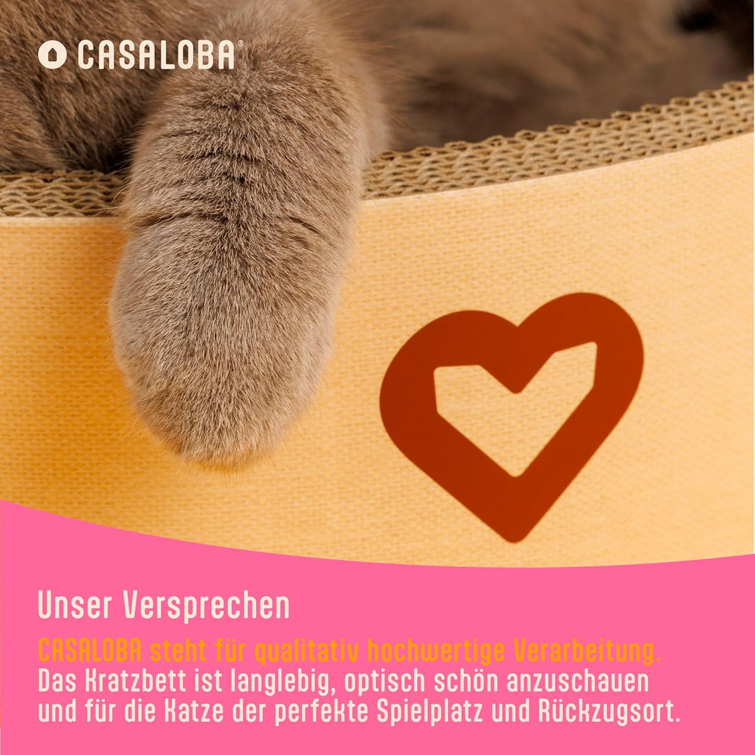 CASALOBA Katzenkorb zum Schlafen, Kratzen und Spielen | Langlebiges Katzen Kratzbrett aus erstklassi