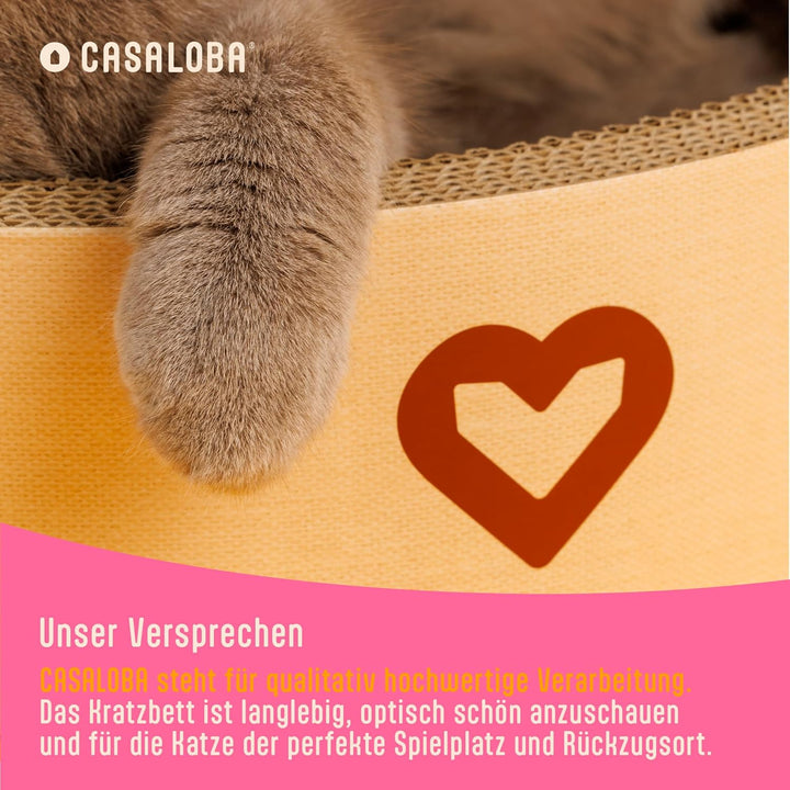 CASALOBA Katzenkorb zum Schlafen, Kratzen und Spielen | Langlebiges Katzen Kratzbrett aus erstklassi