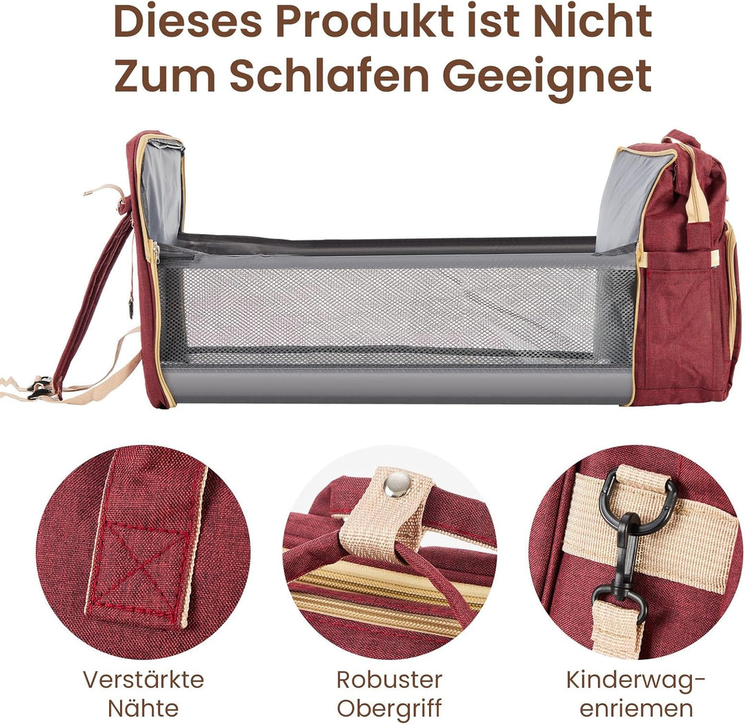 Multifunktionaler Wickelrucksack Baby – Wasserdichte Wickeltasche Rucksack aus Oxford Stoff mit Isol