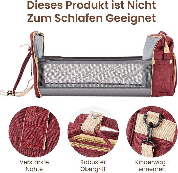 Multifunktionaler Wickelrucksack Baby – Wasserdichte Wickeltasche Rucksack aus Oxford Stoff mit Isol