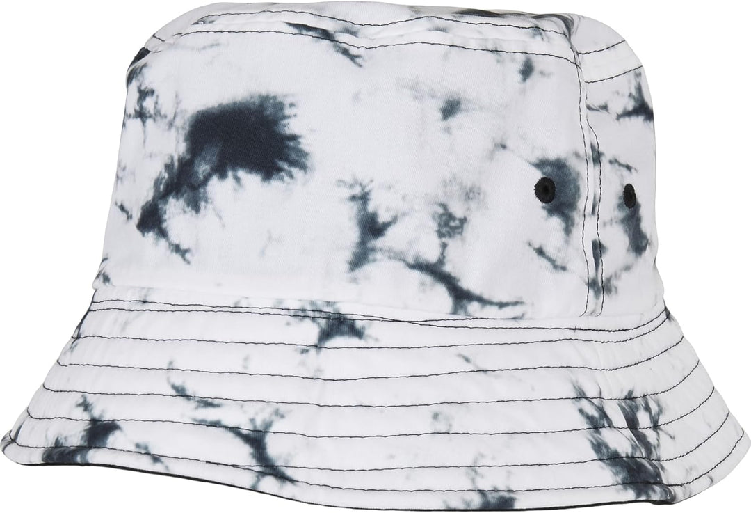 Flexfit Batik Wende-Bucket Hat - Unisex Anglerhut für Damen &amp; Herren, eine Seite einfarbig Schwarz,
