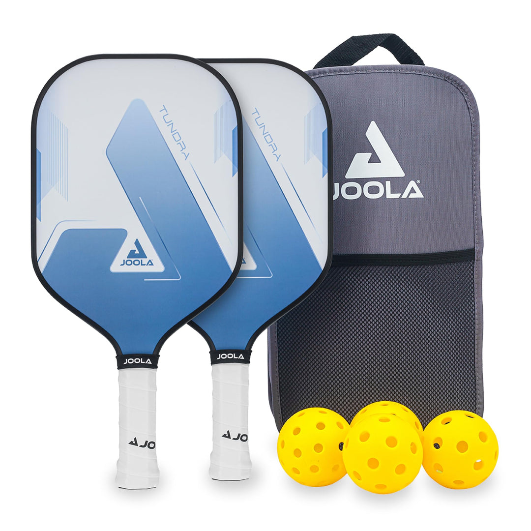 JOOLA Pickleball Set Blue Lightning Inklusive 2 Schläger, 4 Bällen und Tasche, ideal für Freizeitspi