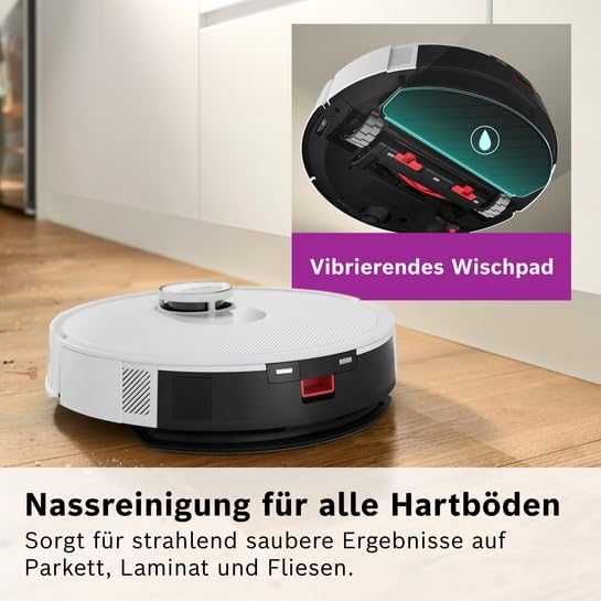 Bosch Smarter Saugroboter mit Wischfunktion Spotless Advanced + BCRD2W | Vision Objekterkennung, Ant