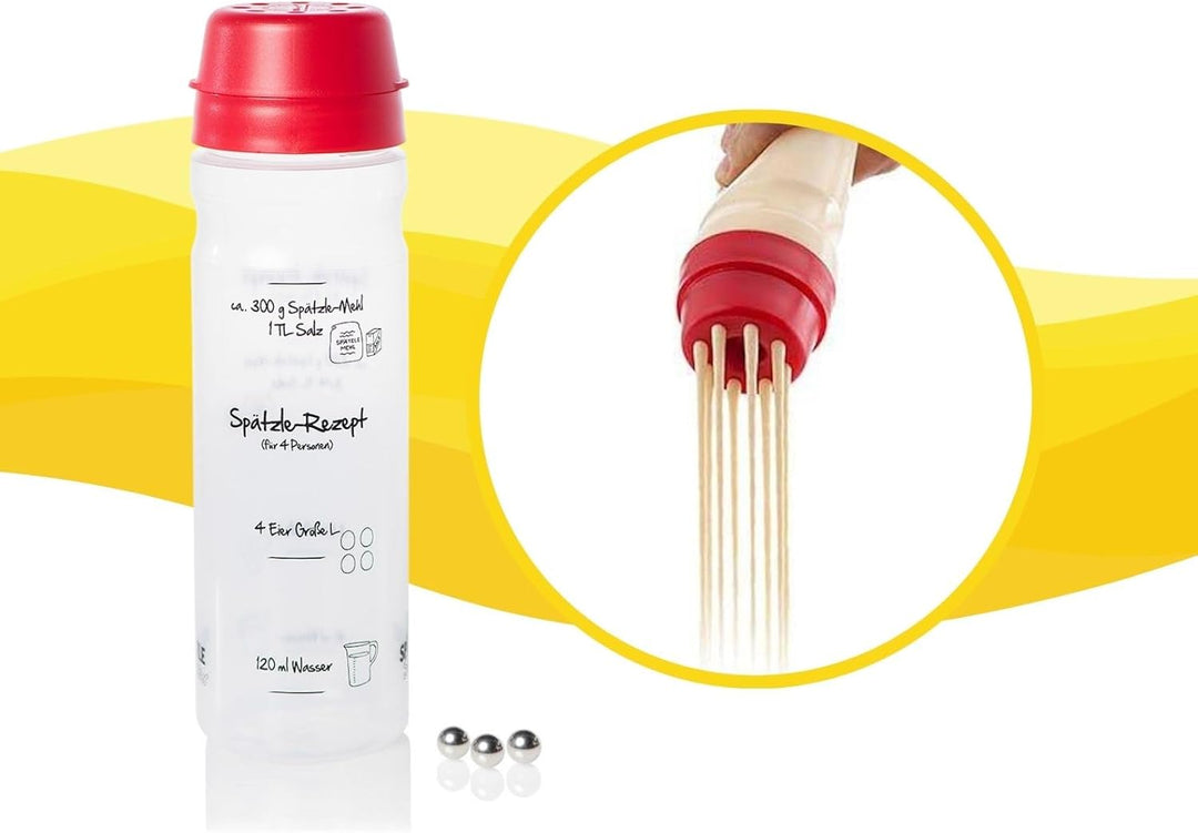 Spätzle-Shaker Shaker-Set Duo (ROT) mit 875ml-Pfannkuchen-Shaker + 4-Portionen