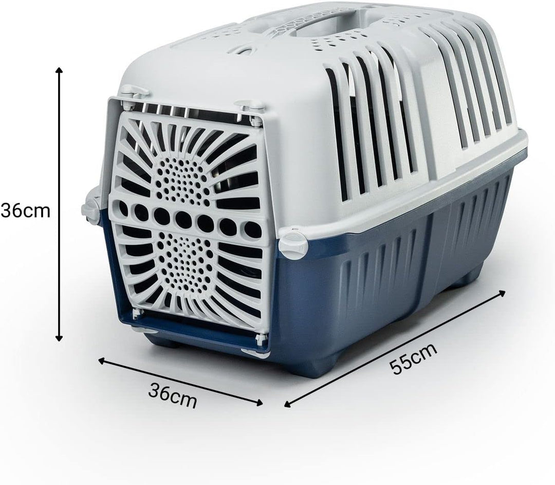 lionto Transportbox für Hunde & Katzen aus recyceltem Kunststoff Tiertransportbox Kleintierbox, 55x3