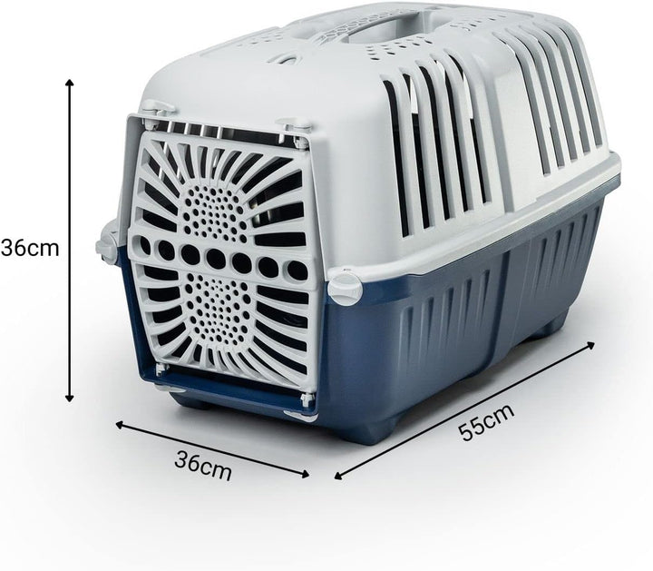 lionto Transportbox für Hunde & Katzen aus recyceltem Kunststoff Tiertransportbox Kleintierbox, 55x3