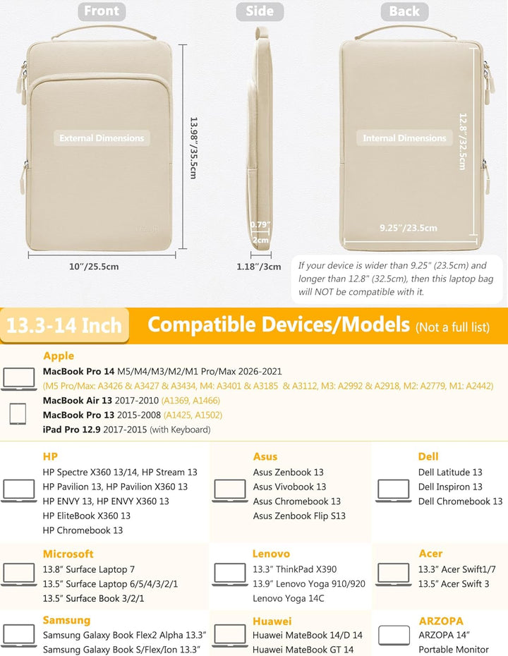 HYZUO 13,3-14 Zoll Laptoptasche Hülle Tasche für MacBook Pro 14 M5 M4 M3 M2 M1 A3426 A3427 2026-2021
