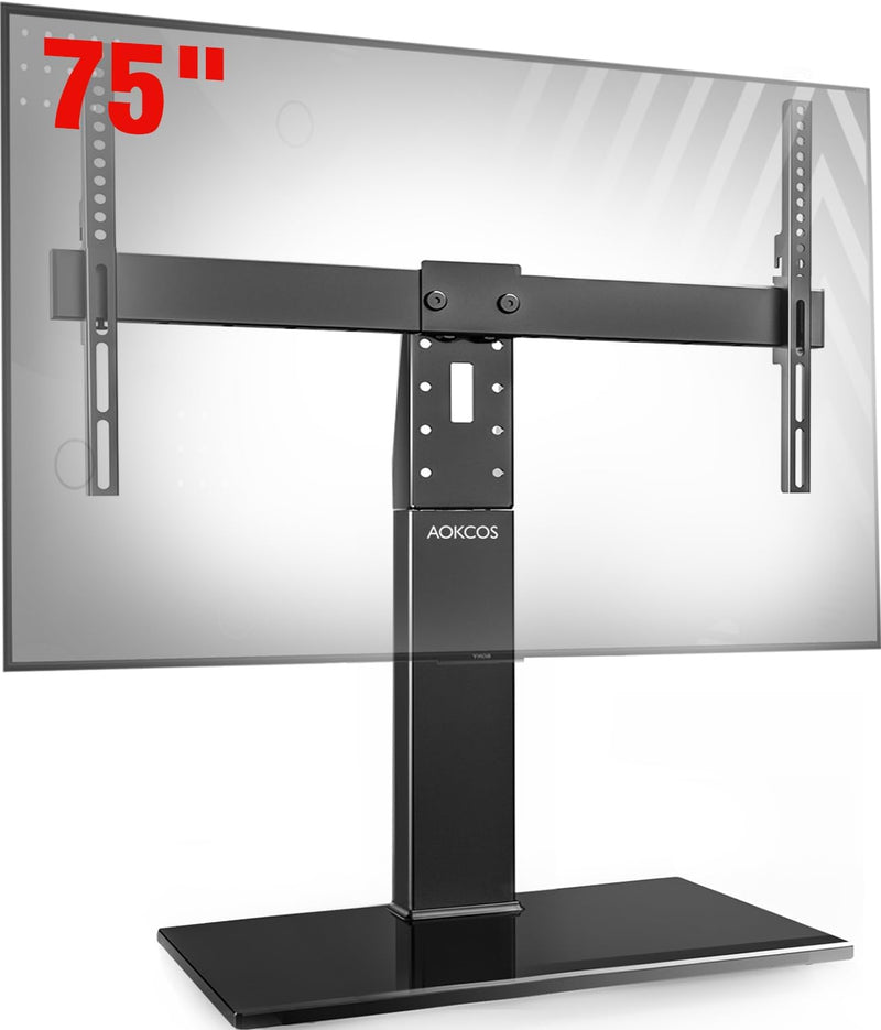 AOKCOS TV Standfuss TV Ständer Schwenkbar Höhenverstellbar für 32-75 Zoll Fernseher bis zu 50 KG, Hö