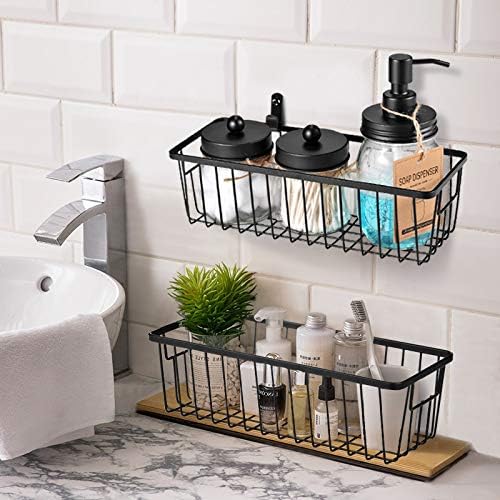SheeChung Farmhouse Decor Badezimmer-Aufbewahrungskorb aus Metalldraht, für Schränke, Waschtische, S