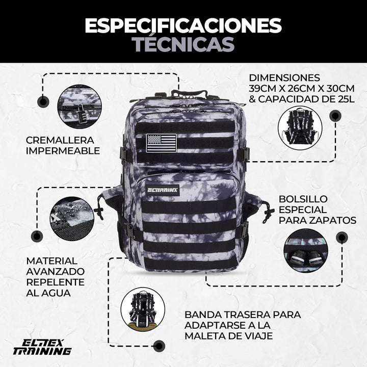 ELITRAINX ELITEX TRAINING Militär-Rucksack, wasserdicht, für Sport, Kabine, Flugzeug, Fitnessstudio,