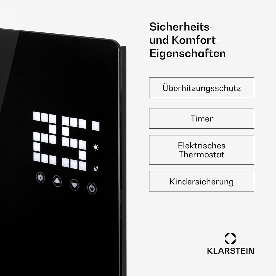 Klarstein Elektroheizung, Konvektor-Heizung mit Bodenrollen, Mobile Elektroheizung Energiesparend, S