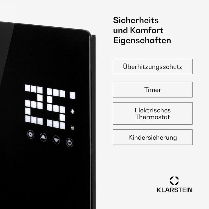 Klarstein Elektroheizung, Konvektor-Heizung mit Bodenrollen, Mobile Elektroheizung Energiesparend, S
