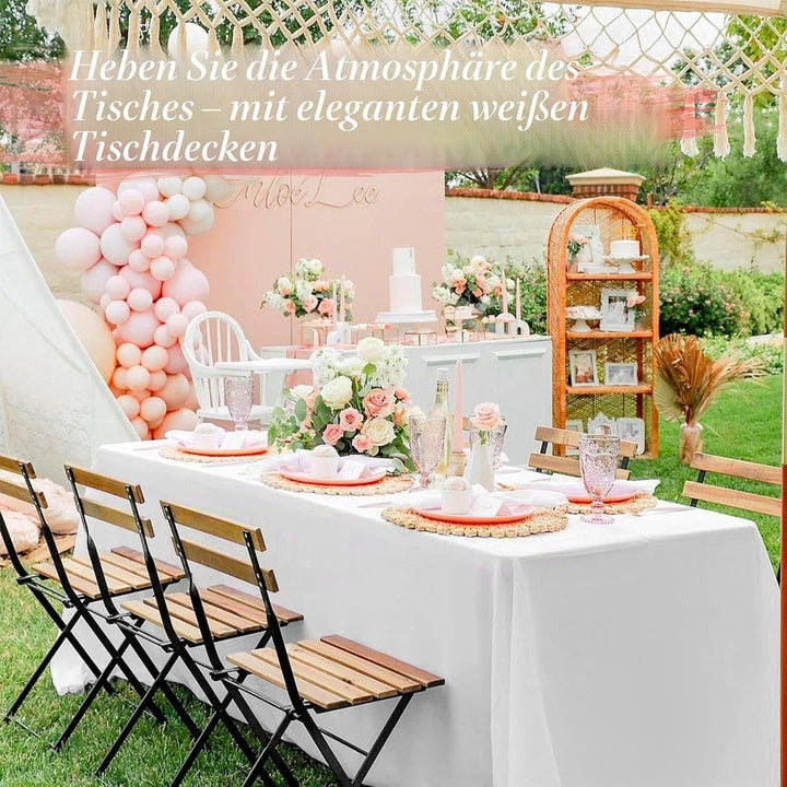 6 Stück weisse Tischdecken für 2,4 m grosse rechteckige Tische, 150×320cm rechteckige Tischdecke, kn