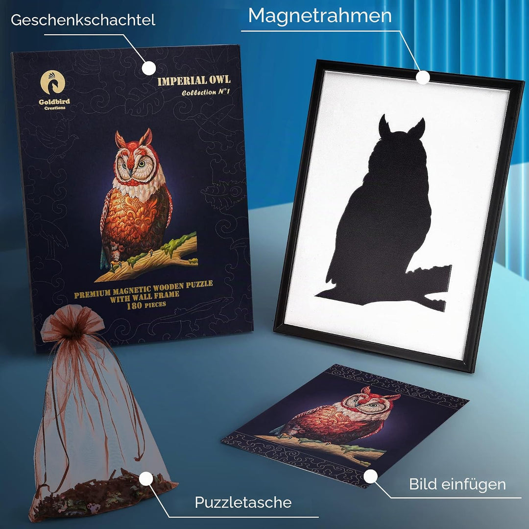 Holzpuzzle Erwachsene Mit Rahmen | Magnetische holzpuzzle für Erwachsene | Puzzle Tiere Eule | wandd
