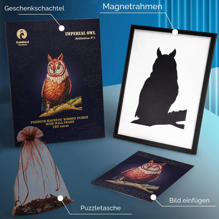 Holzpuzzle Erwachsene Mit Rahmen | Magnetische holzpuzzle für Erwachsene | Puzzle Tiere Eule | wandd