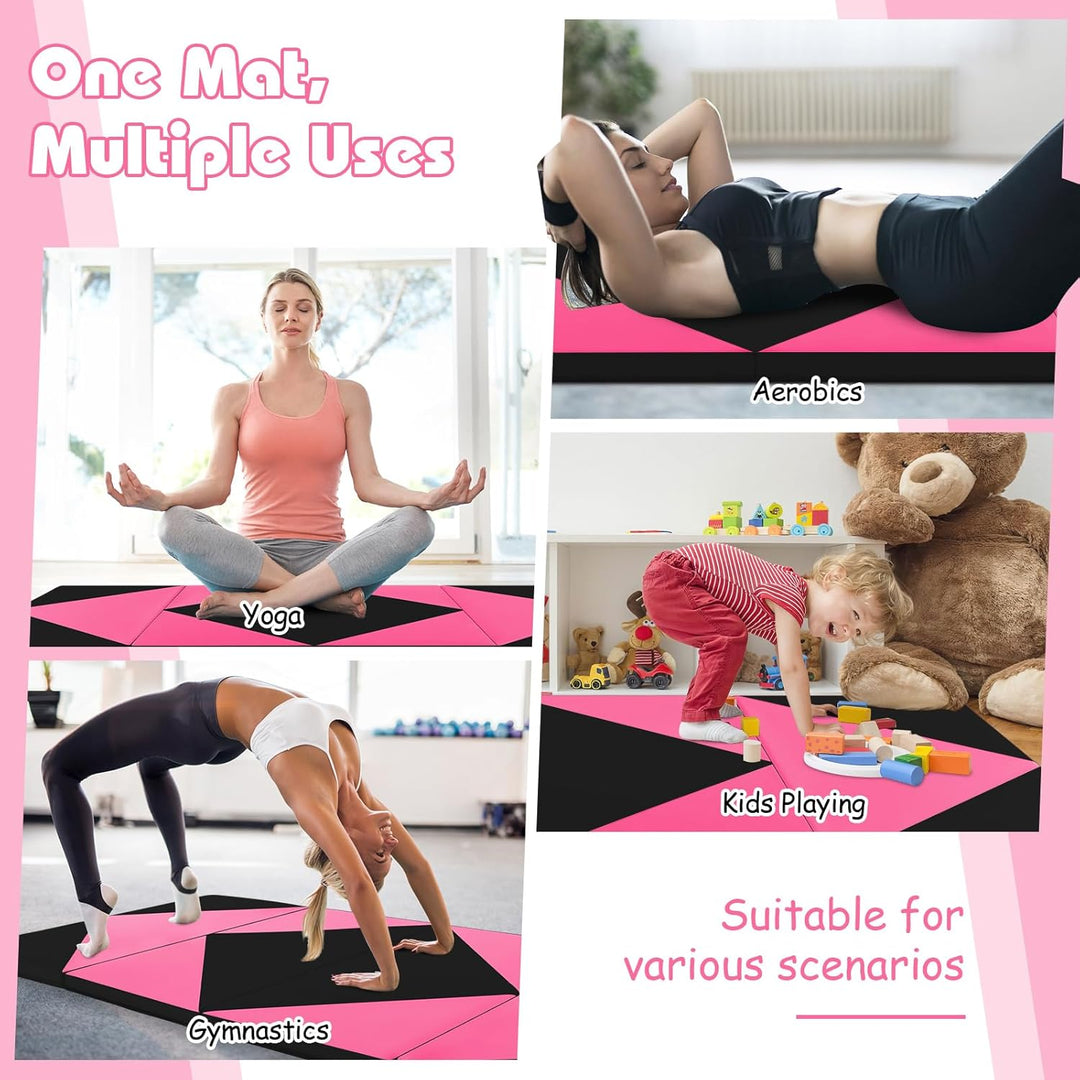 GOPLUS Turnmatte klappbar, 240×117×5cm Weichbodenmatte mit 2 Tragegriffen & Klettverschlüssen, Gymna