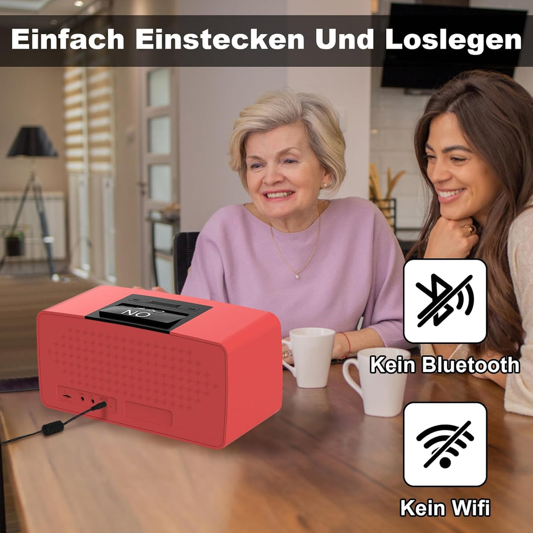 Einfacher Musikplayer für Senioren mit Demenz – Grosse-Tasten MP3 & Hörbuchplayer mit 32GB SD-Karte,