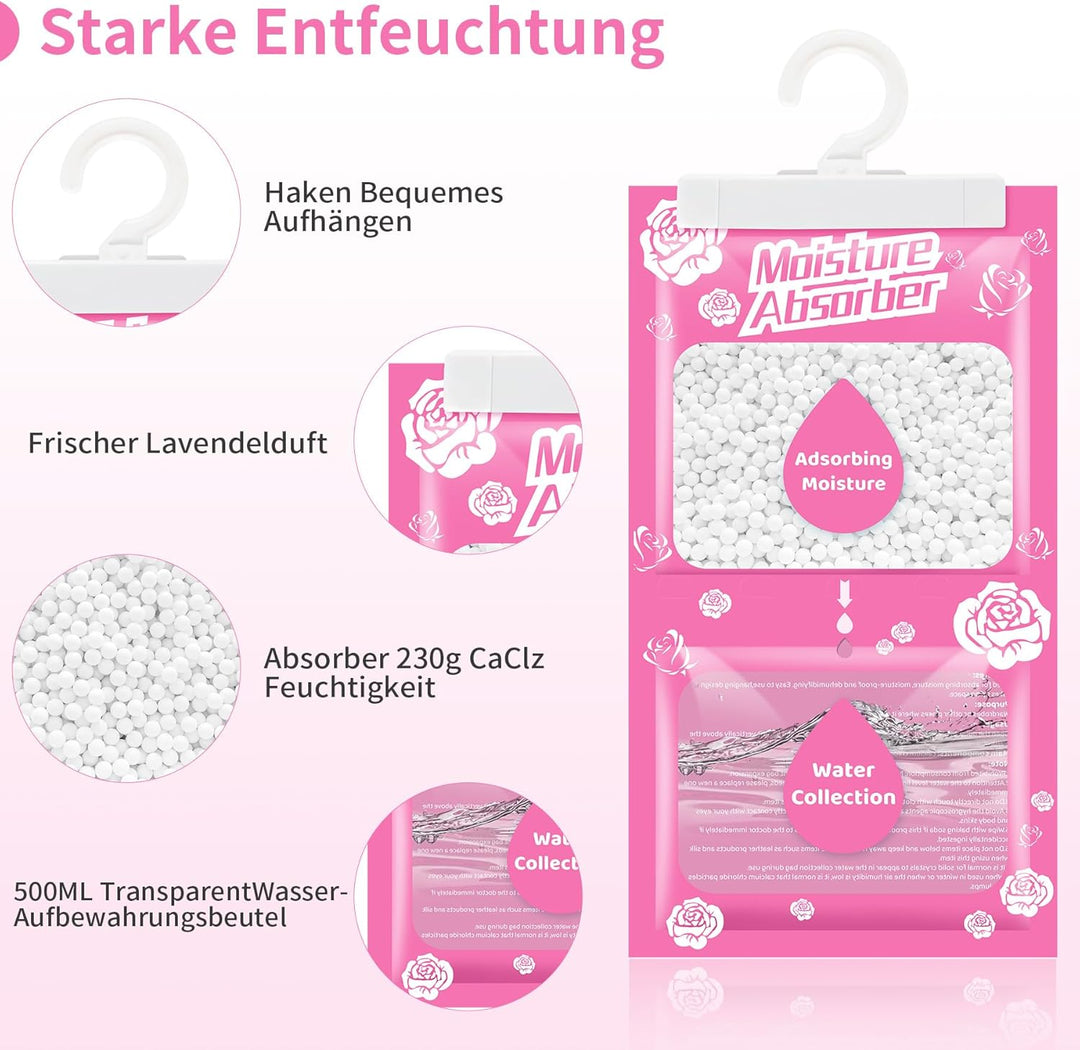 Boadw 10x230G Hänge Luftentfeuchter mit Duft, Kleiderschrank Feuchtigkeitsabsorber für Keller, Schla