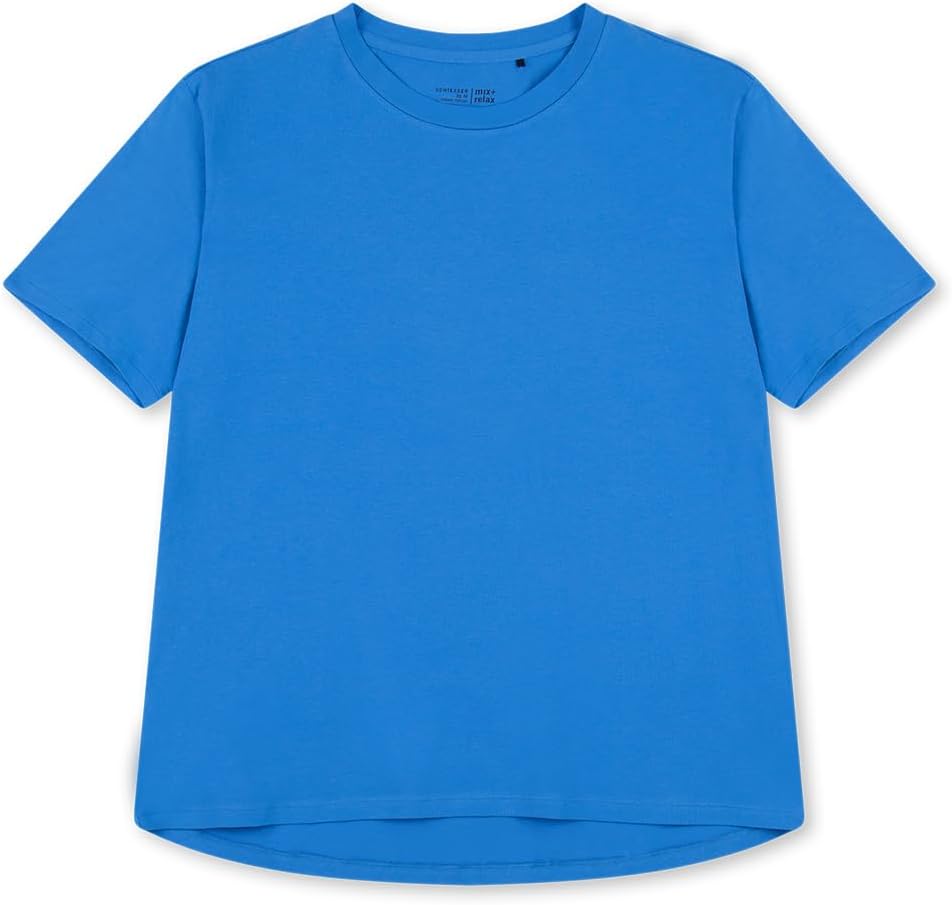 Schiesser Damen Schlafshirt kurzarm Baumwolle - Mix + Relax 34 Aquarium_179267, 34 Aquarium_179267