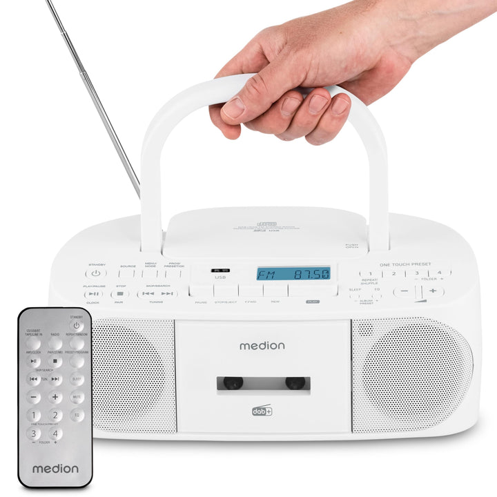 MEDION DRX-1 Plus Boombox (tragbares DAB+ UKW Radio, Bluetooth, CD-Player, MP3, Kassette, Kopfhörera