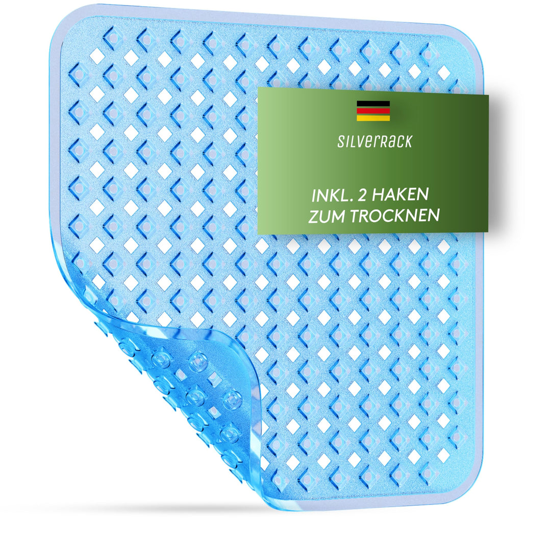 Duschmatte rutschfest 53x53 cm (Blau RAUTEN) - Antirutschmatte Dusche BPA frei für Kinder - Badematt