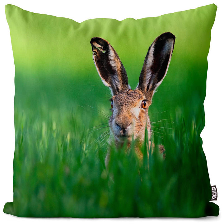 VOID Hase Wiese Sommer Kissenbezug 50x50 Kissenhülle Polyester Zierkissen Couchkissen Ostern Osterde