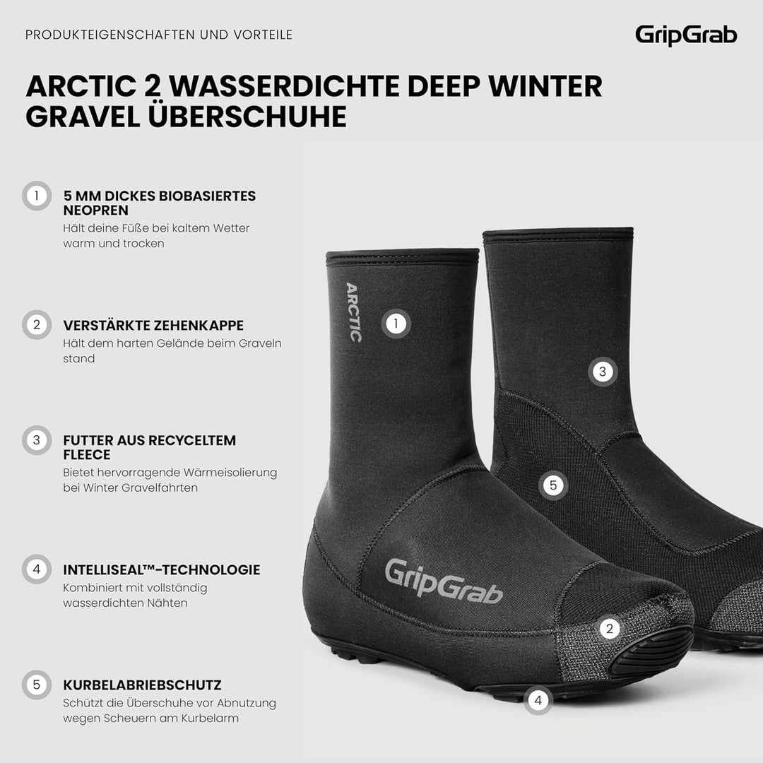 GripGrab Arctic Gravel MTB Überschuhe Winter Warme wasserdichte Fleece Gefütterte Radsport Neopren S