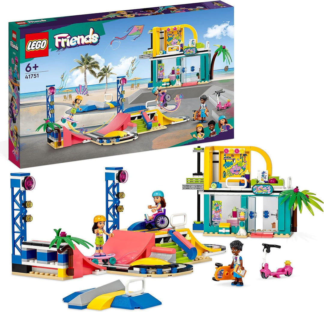 LEGO 41751 Friends Skatepark, Skateboard-Spielzeug für Mädchen und Jungen ab 6 Jahren, Mini-Puppen S