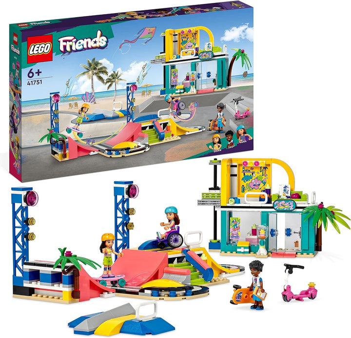 LEGO 41751 Friends Skatepark, Skateboard-Spielzeug für Mädchen und Jungen ab 6 Jahren, Mini-Puppen S