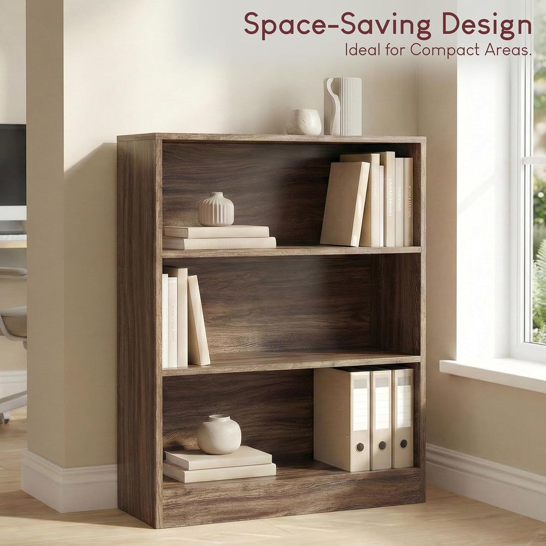 Vida Designs Cambridge Bücherregal mit 3 Ebenen, niedrig, Walnuss, Holz-Regaleinheit für Büro, Wohnz