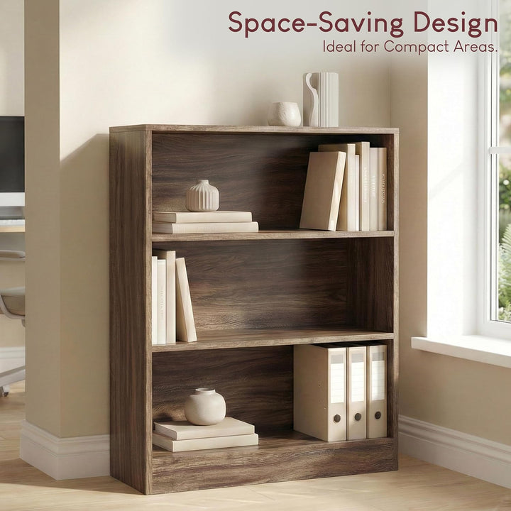 Vida Designs Cambridge Bücherregal mit 3 Ebenen, niedrig, Walnuss, Holz-Regaleinheit für Büro, Wohnz