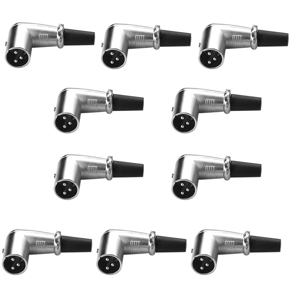 90 Grad XLR 3 pin Mikrofon Lautsprecher Stecker rechtwinklig Adapter Verbindungs (10 Stück), 10 Stüc