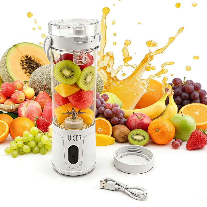 Tragbarer Mixer Smoothie Maker,650 ml Mini Mixer Smoothie To Go,USB-C Wiederaufladbar,12 Rostfreie K