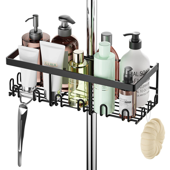 Duschablage Ohne Bohren, Duschregal Edelstahl für 18 mm-25 mm Duschstange, Shampoo Halterung für Dus
