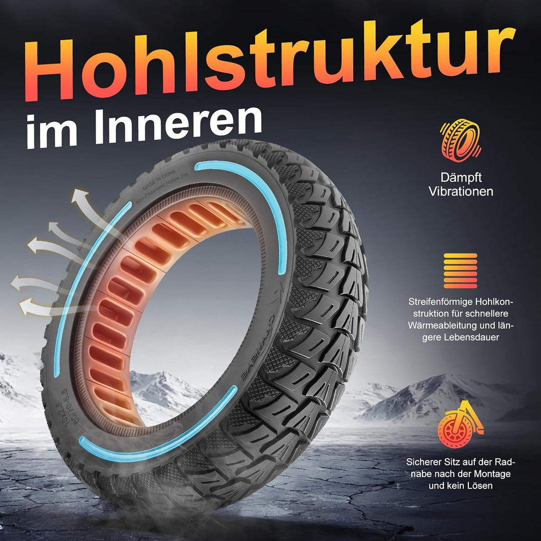 60/70-6,5 Vollgummireifen 10 Zoll Solide Reifen für Xiaomi 5/5 Pro/5 Max,für Ninebot Max G30/Max G30