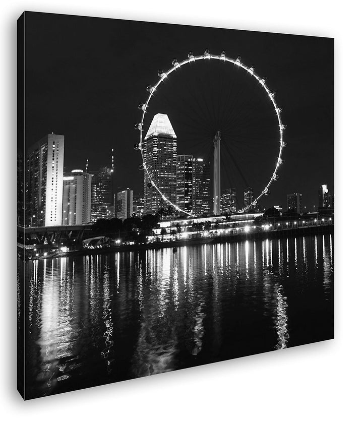deyoli Riesenrad in Singapur im Format: 60x60 Effekt: Schwarz&Weiss als Leinwandbild, Motiv auf Echt